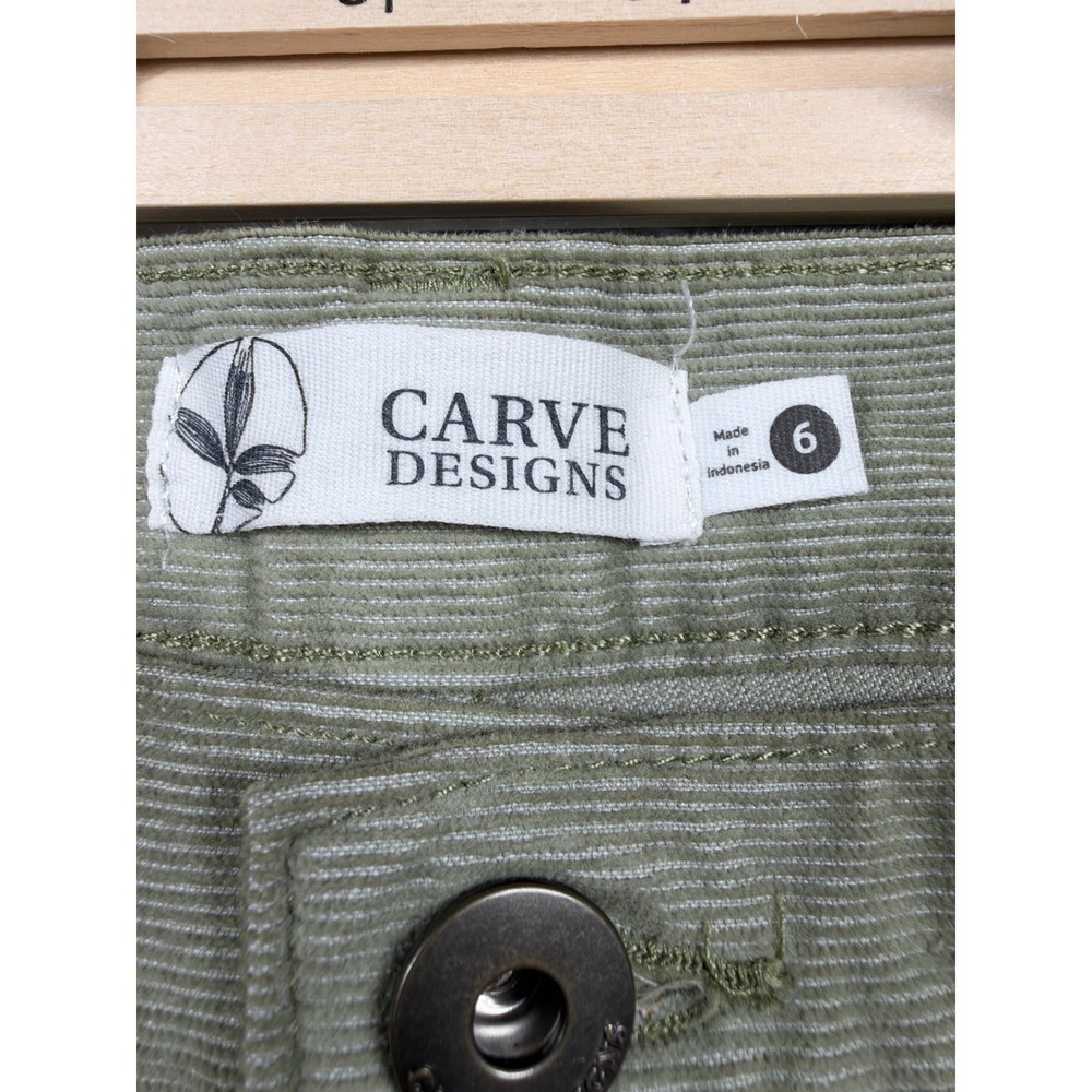 Carve Designs Oahu Shorts Women 6 Olive Corduroy Raw Hem Organic Cotton - Picture 5 of 6